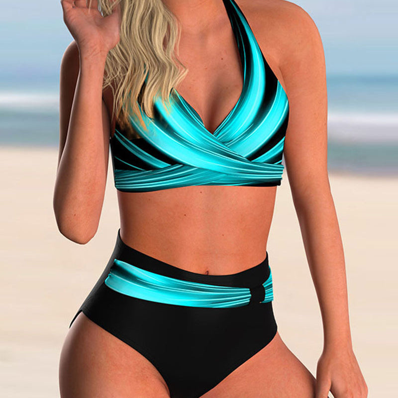 Liliana - Dvoudílné plavky s křížovým výstřihem a potiskem