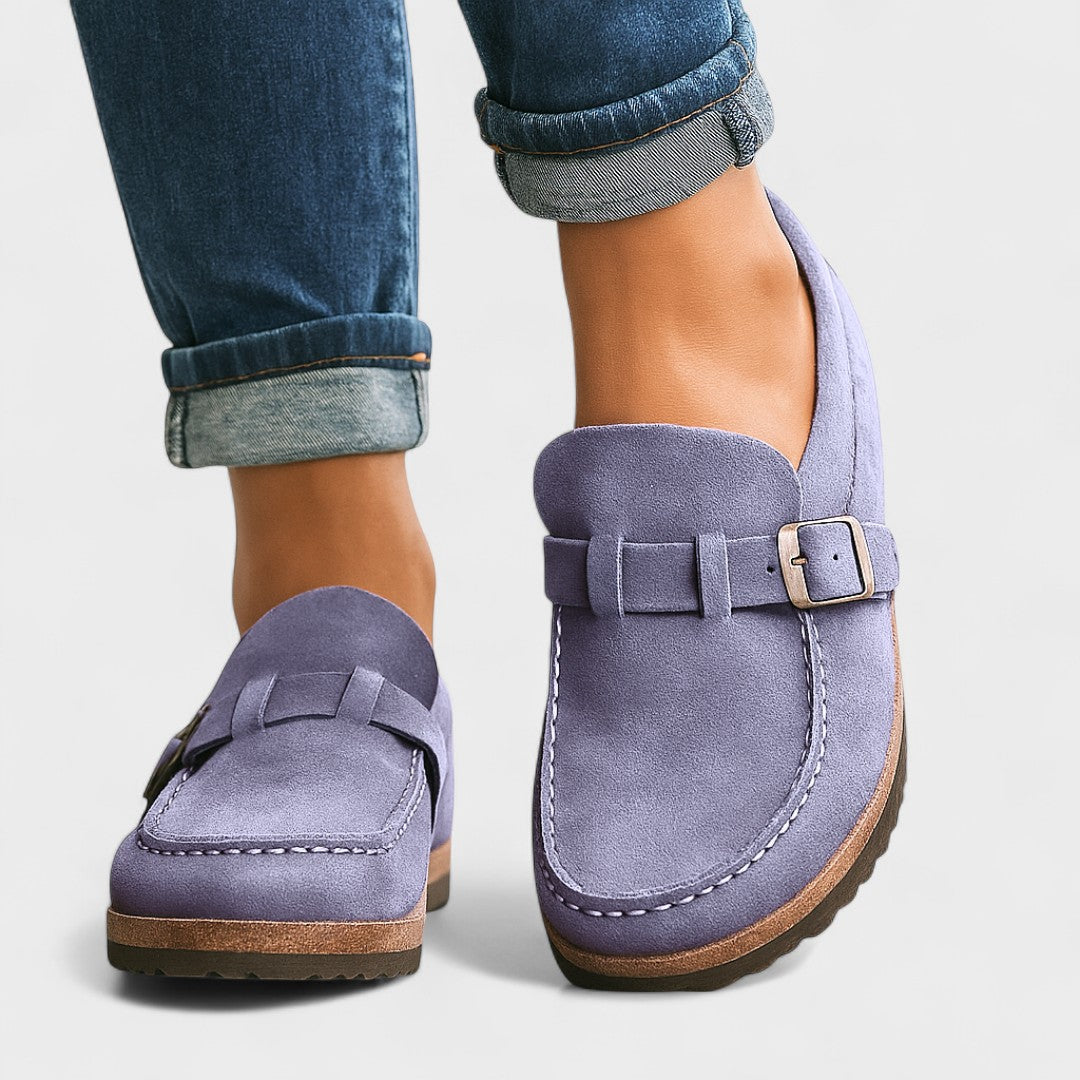 Inês - Mokasine od brušene kože s kopčom