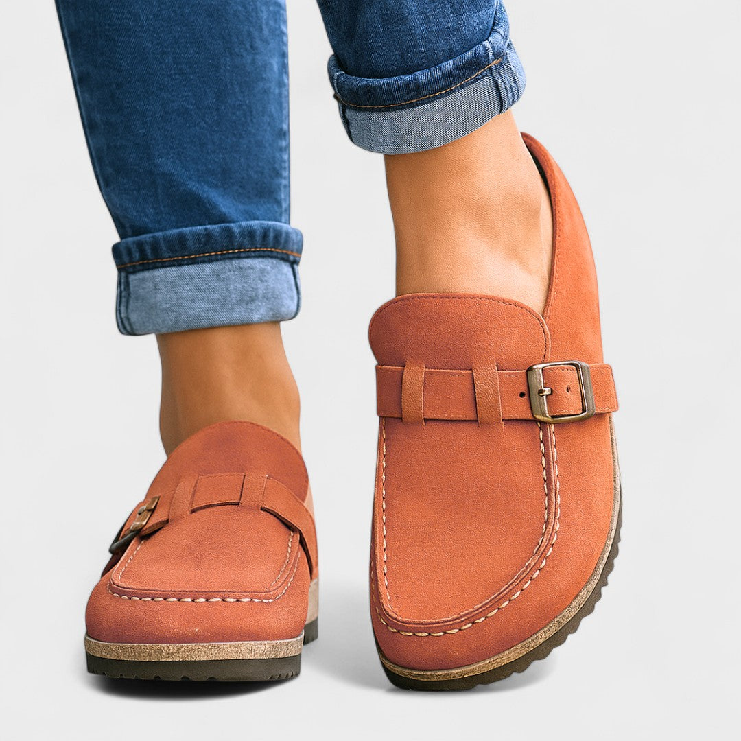 Inês - Mokasine od brušene kože s kopčom