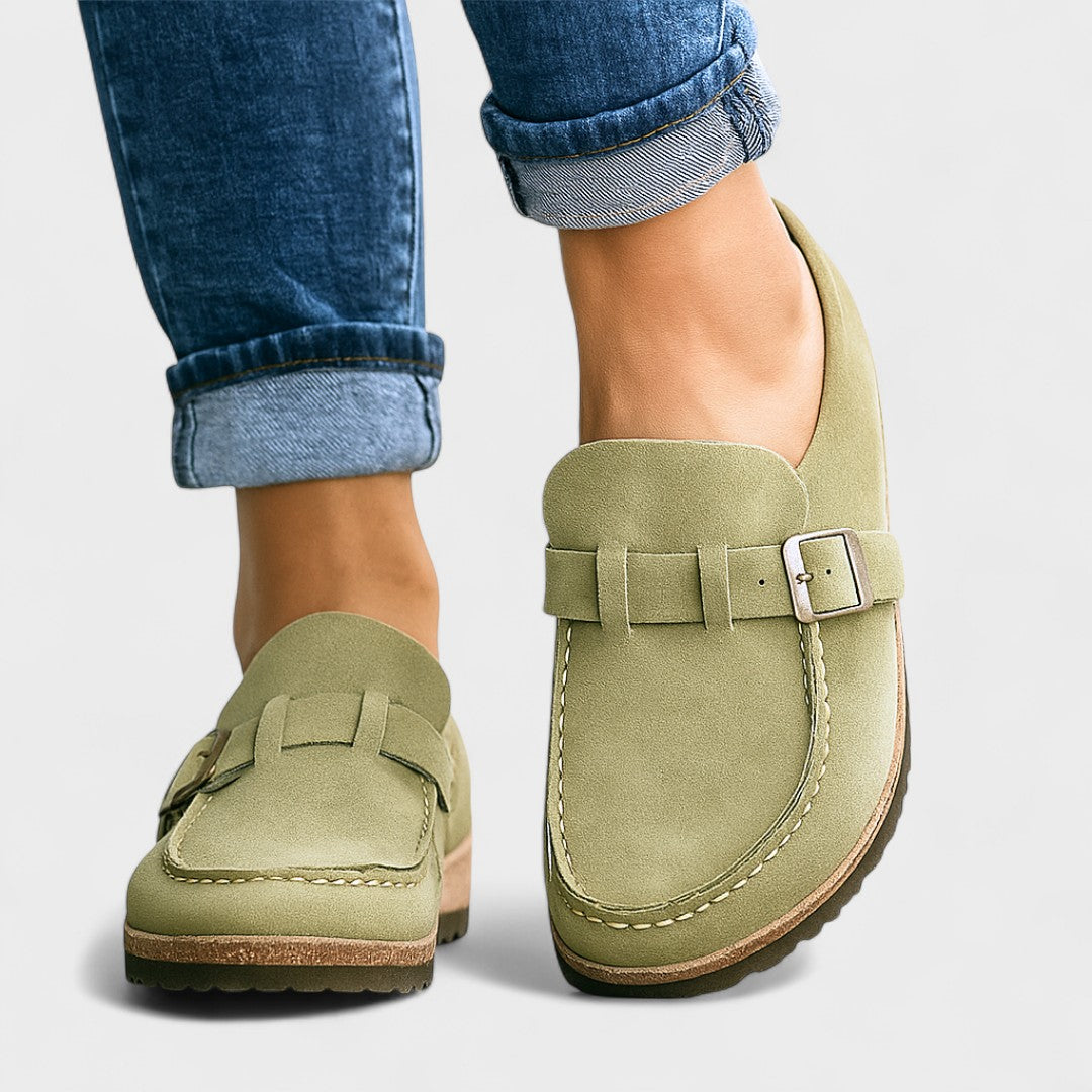 Inês - Mokasine od brušene kože s kopčom