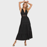 Camila | Vestido Midi Boho com Detalhes em Renda