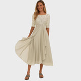 Clementina | Vestido Elegante de Renda e Chiffon