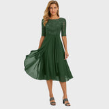 Clementina | Vestido Elegante de Renda e Chiffon