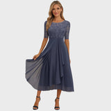 Clementina | Vestido Elegante de Renda e Chiffon