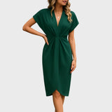 Catarina | Vestido Envelope Midi de Luxo