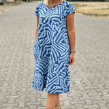 Eliška - Letní šaty s kulatým výstřihem a krásným potiskem 