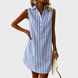 Ana | Vestido Camisa Elegante às Riscas