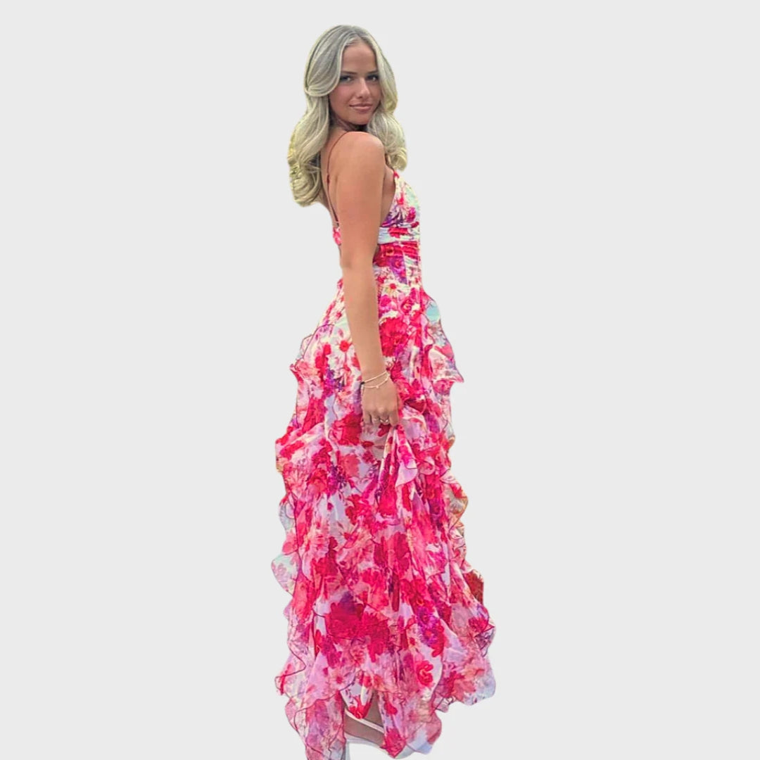Anabela | Vestido Maxi Floral com Folhos