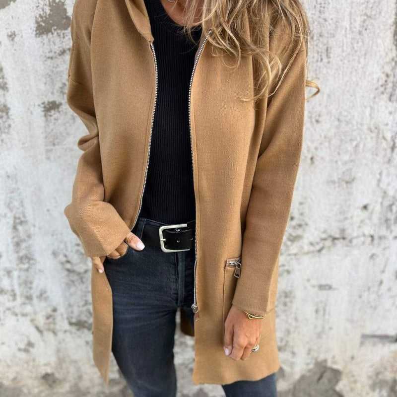 Elisa - Opuštena i udobna pletena jakna s kapuljačom