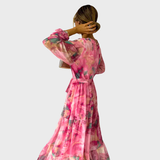 Eloísa | Vestido Longo Floral com Mangas Compridas