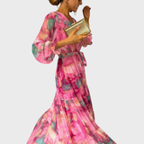 Eloísa | Vestido Longo Floral com Mangas Compridas