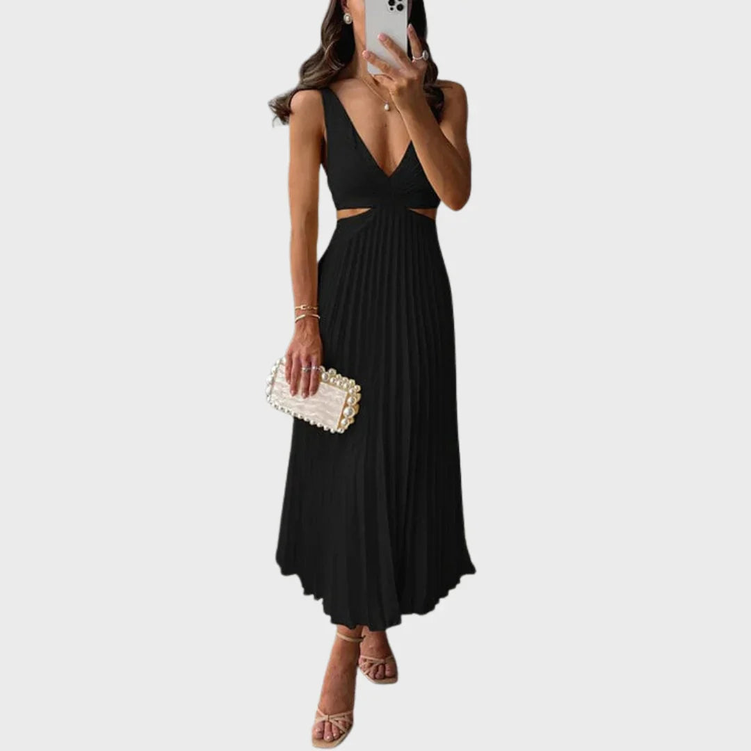 Olga | Plisirana satenska midi haljina