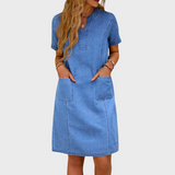 Sofia | Vestido de Ganga Suave com Bolsos Frontais