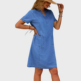 Sofia | Vestido de Ganga Suave com Bolsos Frontais