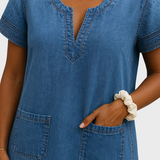 Sofia | Vestido de Ganga Suave com Bolsos Frontais