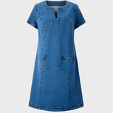 Sofia | Vestido de Ganga Suave com Bolsos Frontais