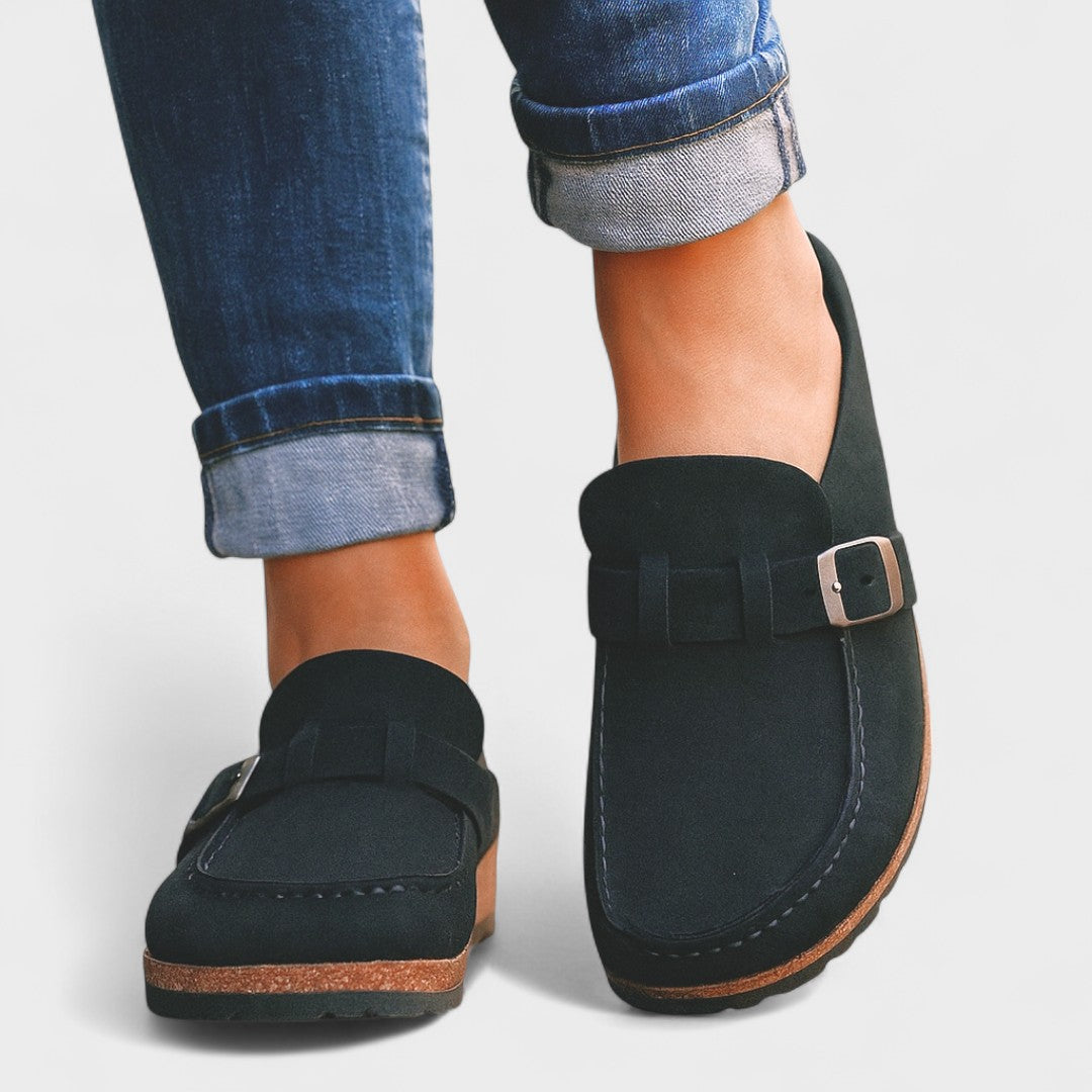 Inês - Mokasine od brušene kože s kopčom