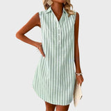 Ana | Vestido Camisa Elegante às Riscas