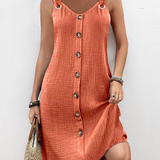 Karolína - Prodyšné šaty bez rukávů s výstřihem do V a áčkovým střihem