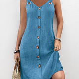 Karolína - Prodyšné šaty bez rukávů s výstřihem do V a áčkovým střihem