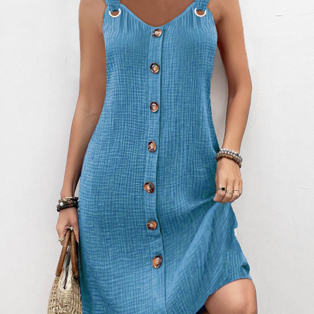 Karolína - Prodyšné šaty bez rukávů s výstřihem do V a áčkovým střihem