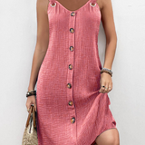 Karolína - Prodyšné šaty bez rukávů s výstřihem do V a áčkovým střihem