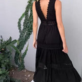 Ninfea | Bezrukávové midi šaty v boho stylu s krajkovými detaily